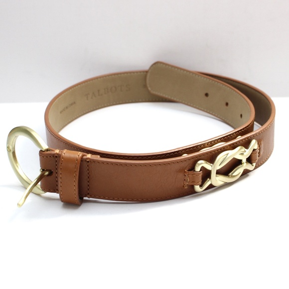 Talbots Accessories - Talbots Brown Leather Gold Buckle Belt